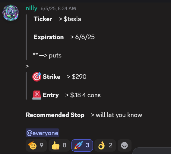 TSLA NILLY instruction